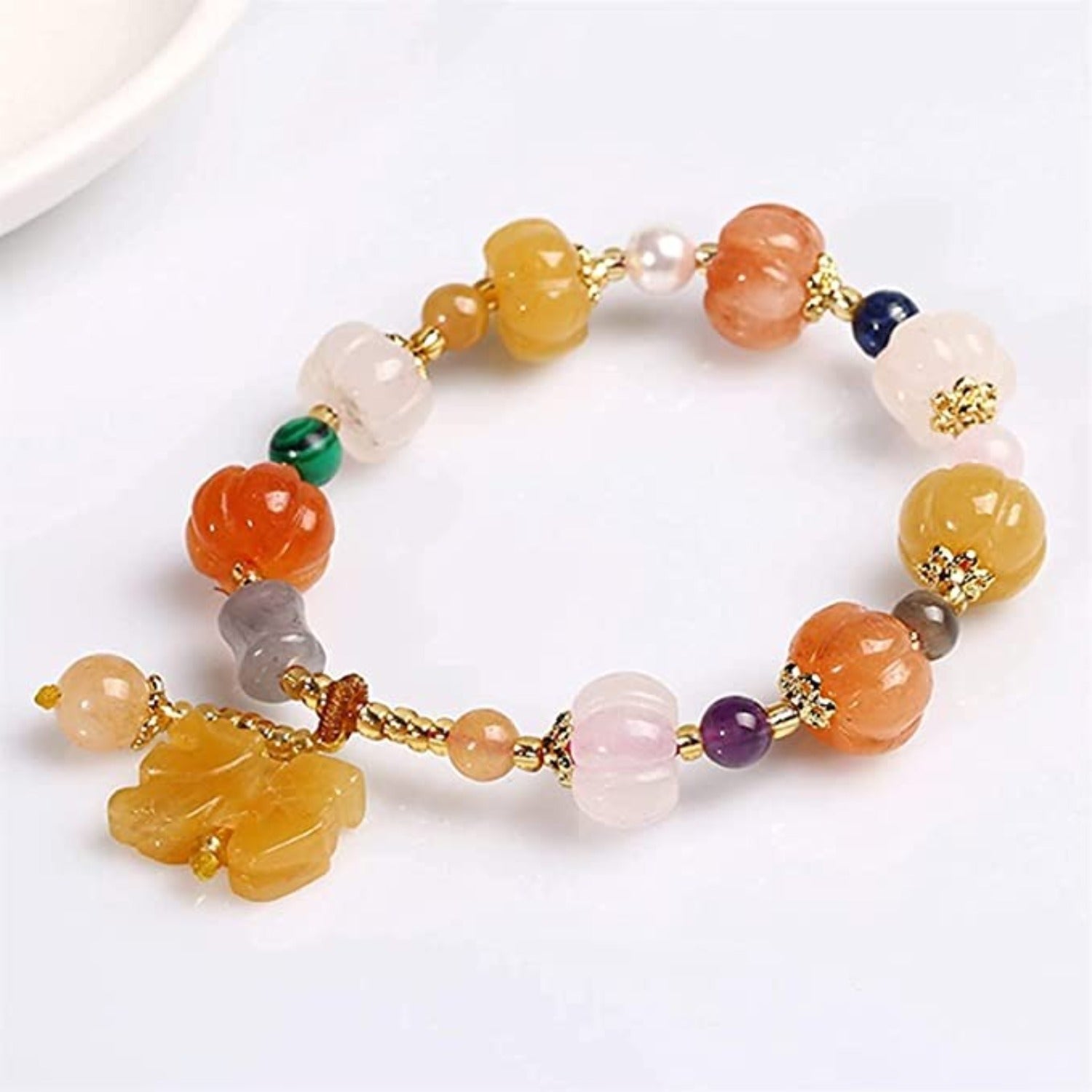Bracelet Golden Silk Jade Pumpkin Bead Topaz Pixiu Drum