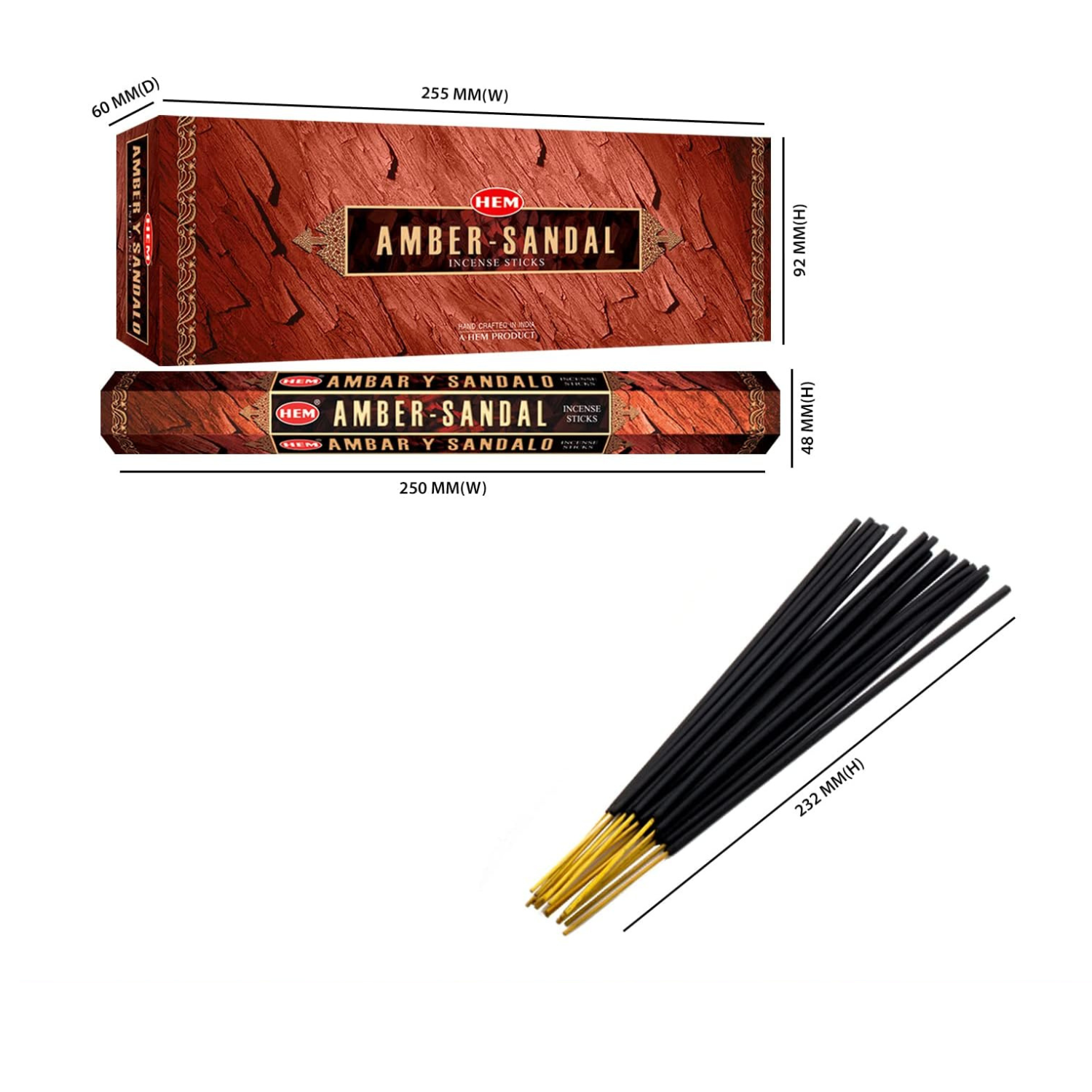 Amber - Box of Six 20 Gram Tubes - HEM Incense