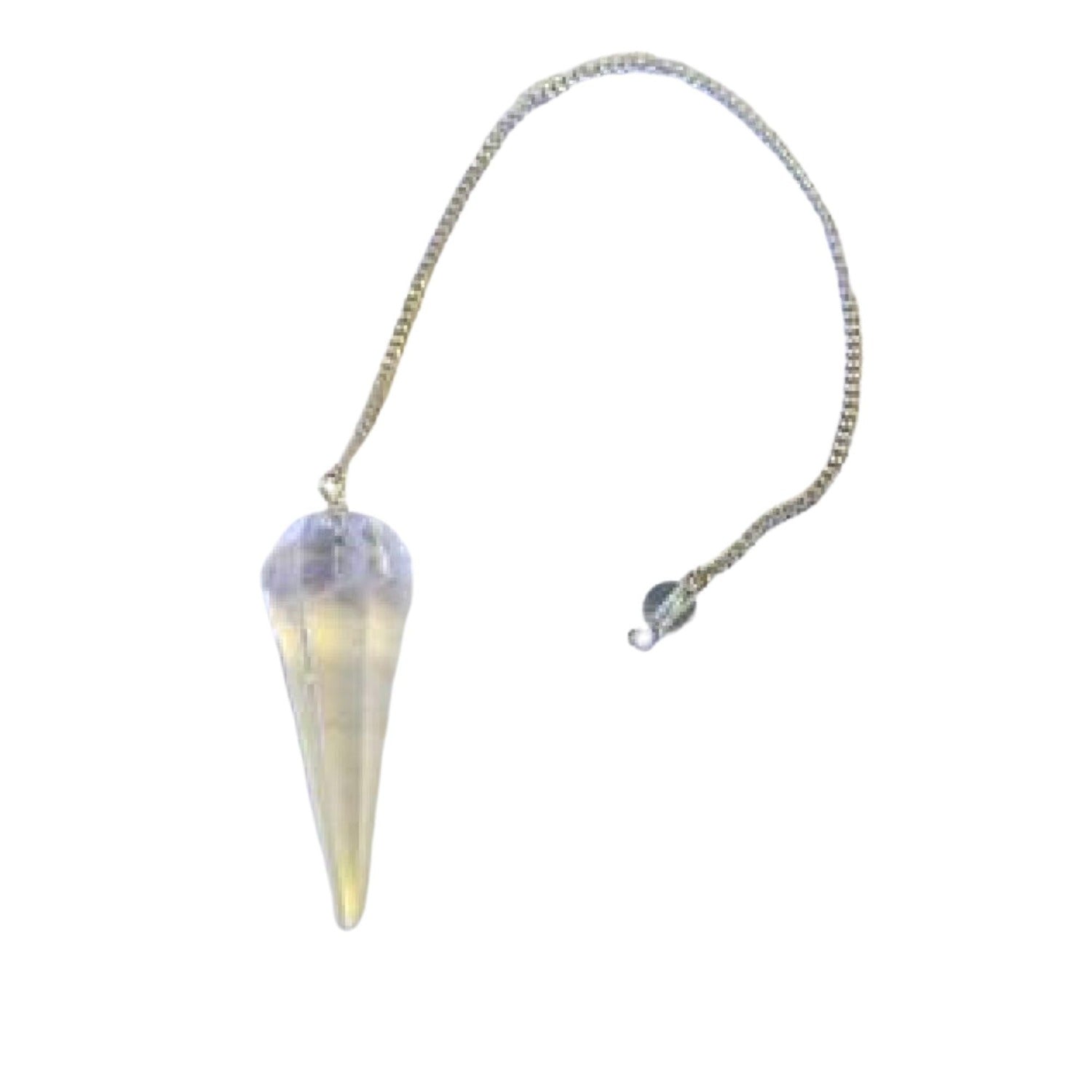Quartz Crystal Pendulum with Chain 1.75"L Faceted Natural Crystal Stone