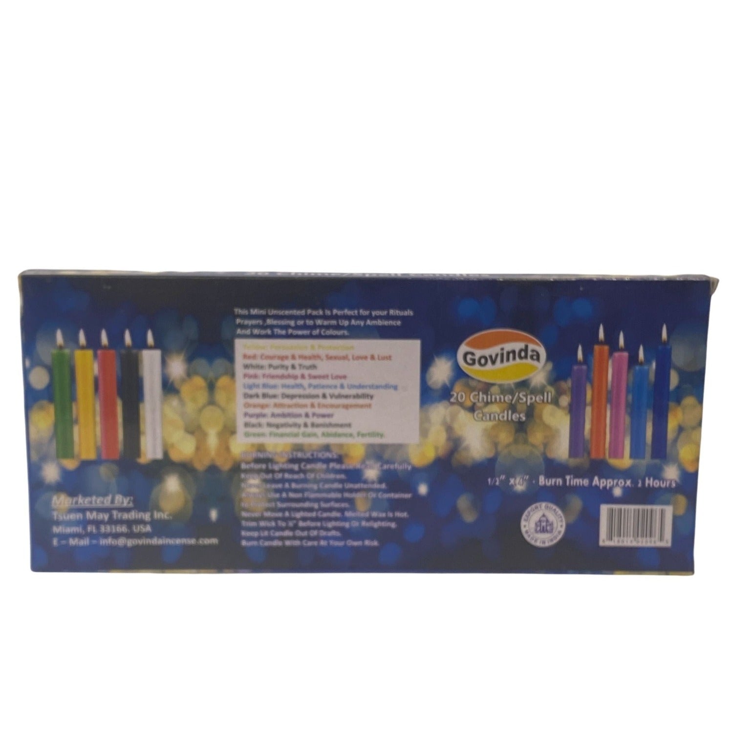 Govinda - 4 Inch Mini Ritual Chime Spell Candles - Black - Pack of 20
