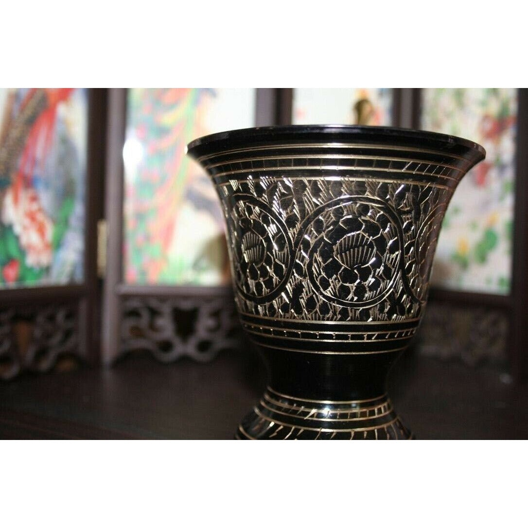 Black Carved Mortar Pestle
