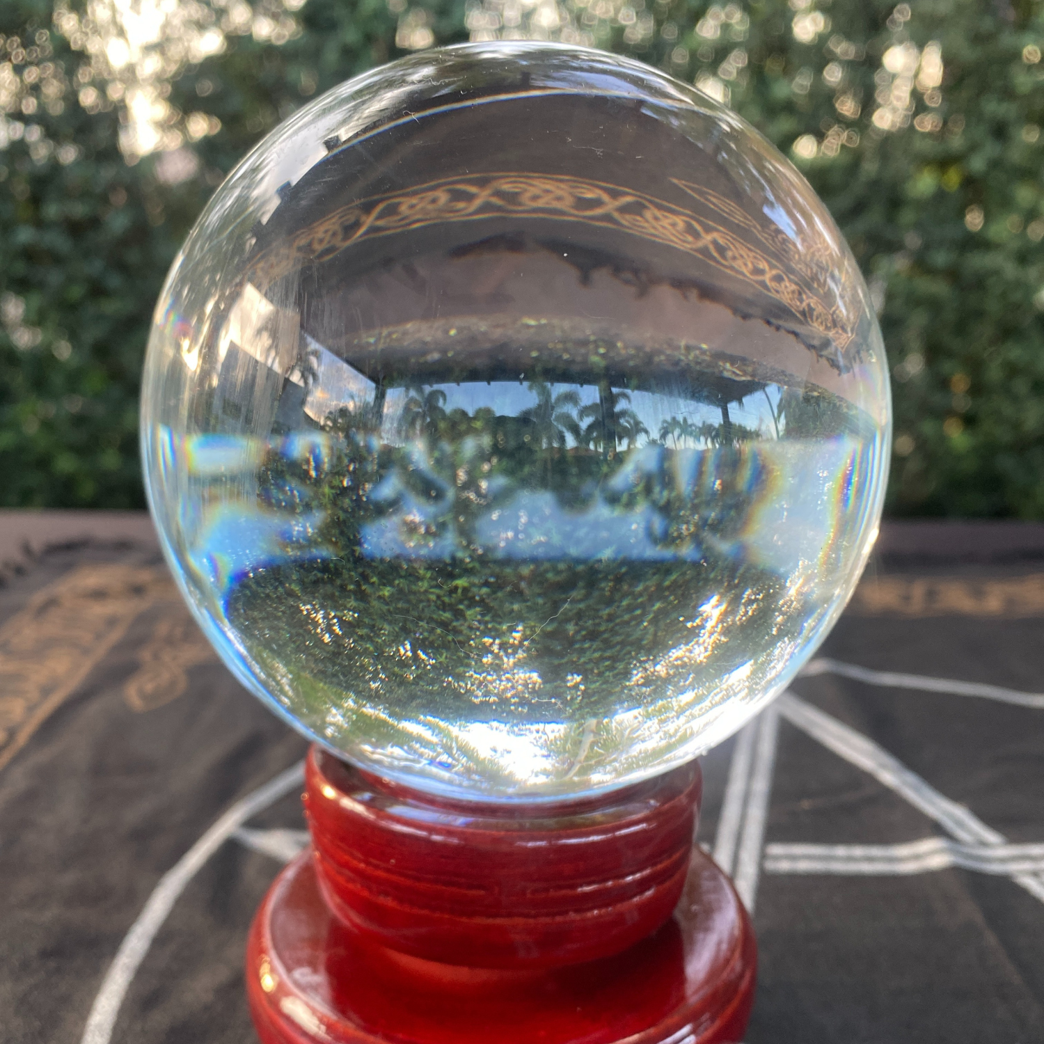 Clear Crystal Ball Including Wooden Stand