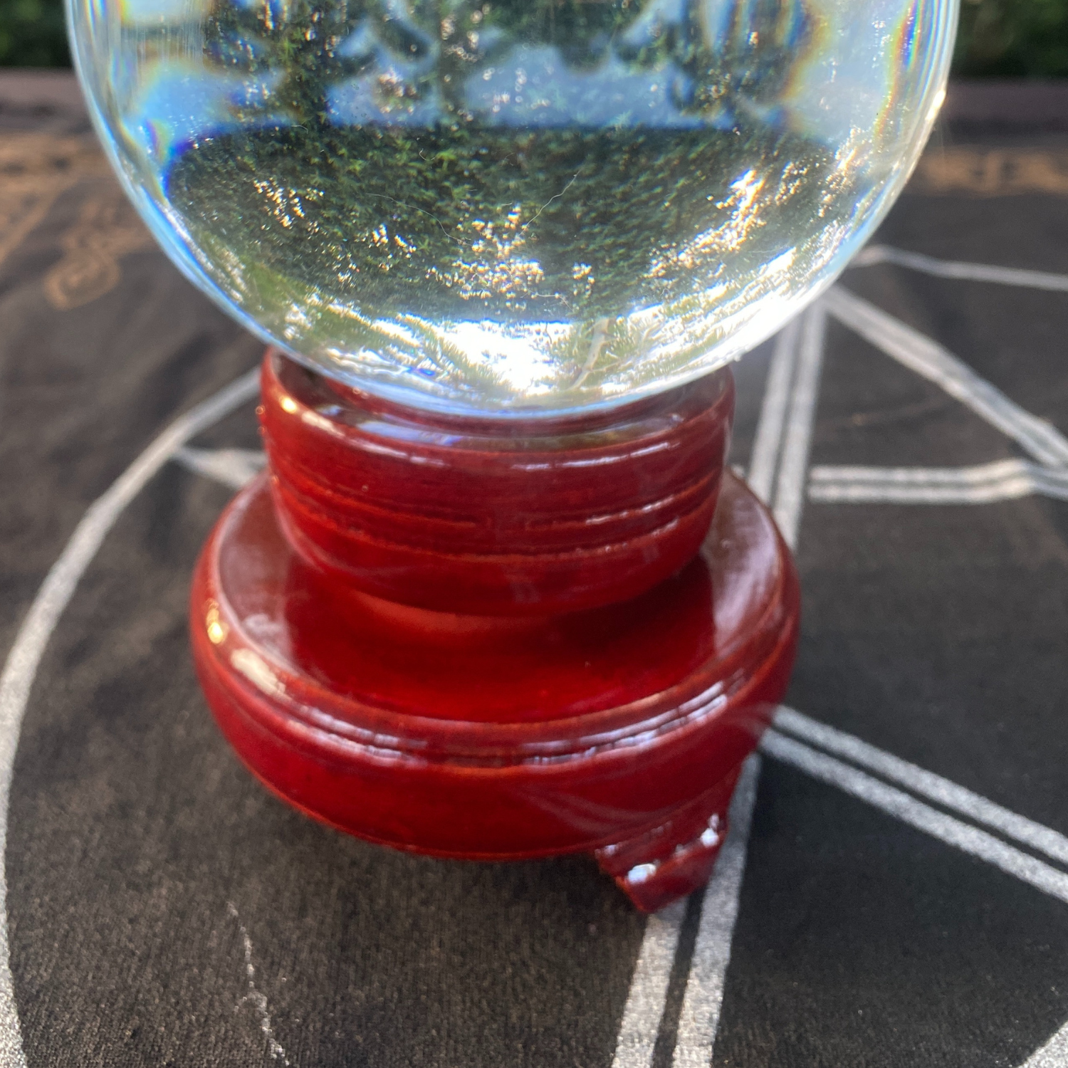 Clear Crystal Ball Including Wooden Stand