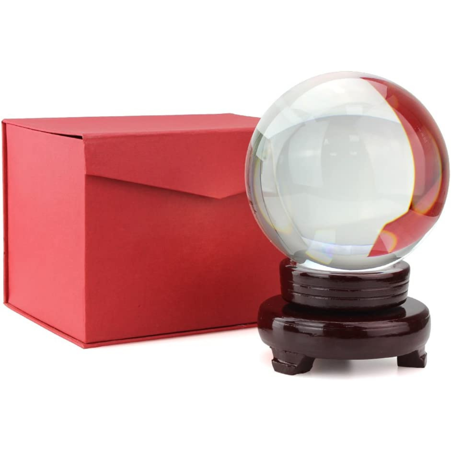 Clear Crystal Ball Including Wooden Stand