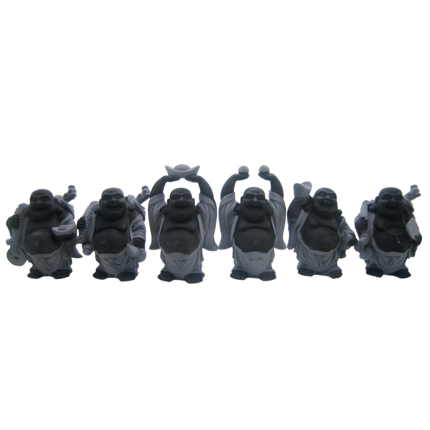 Laughing Buddha 4 Inch Statues (Set of 6 Figurine) Choose Color