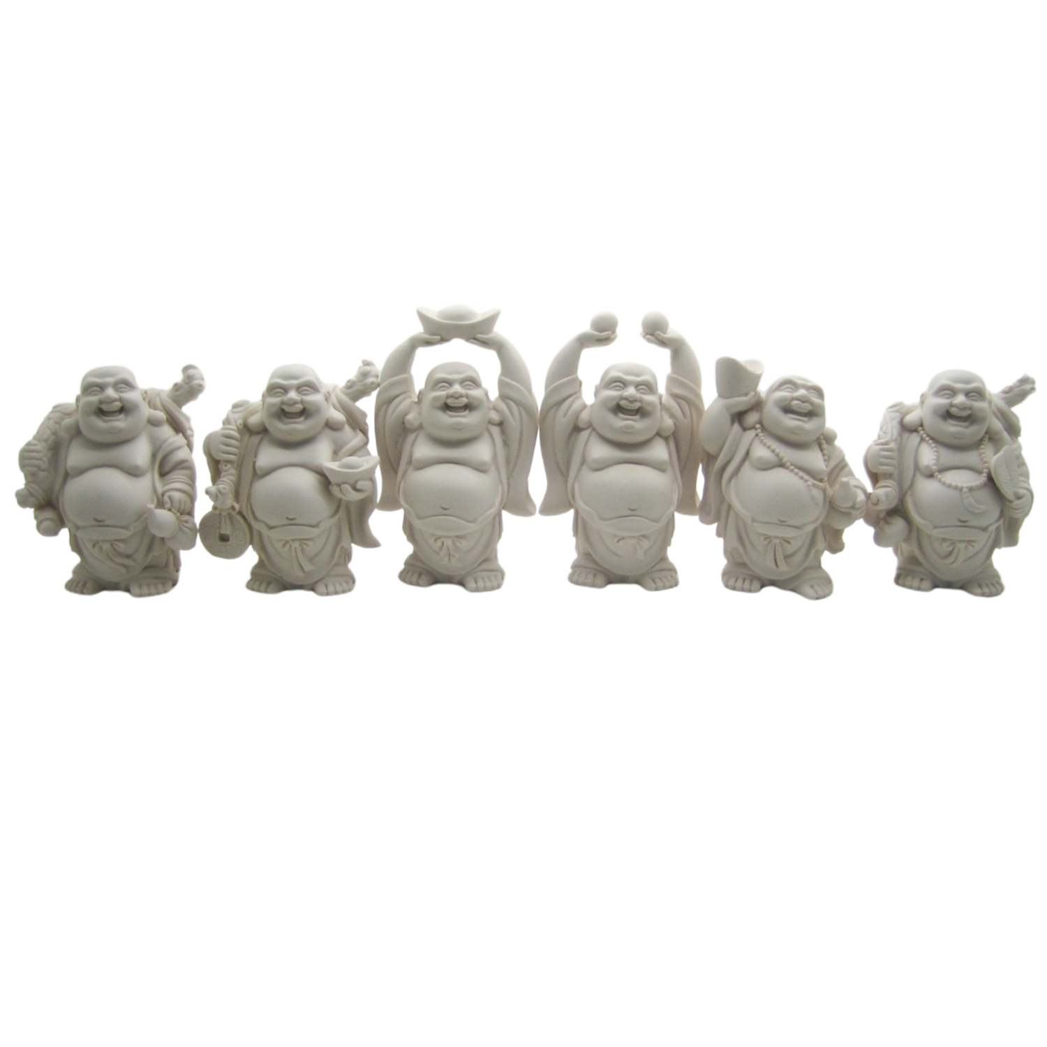 Laughing Buddha 4 Inch Statues (Set of 6 Figurine) Choose Color