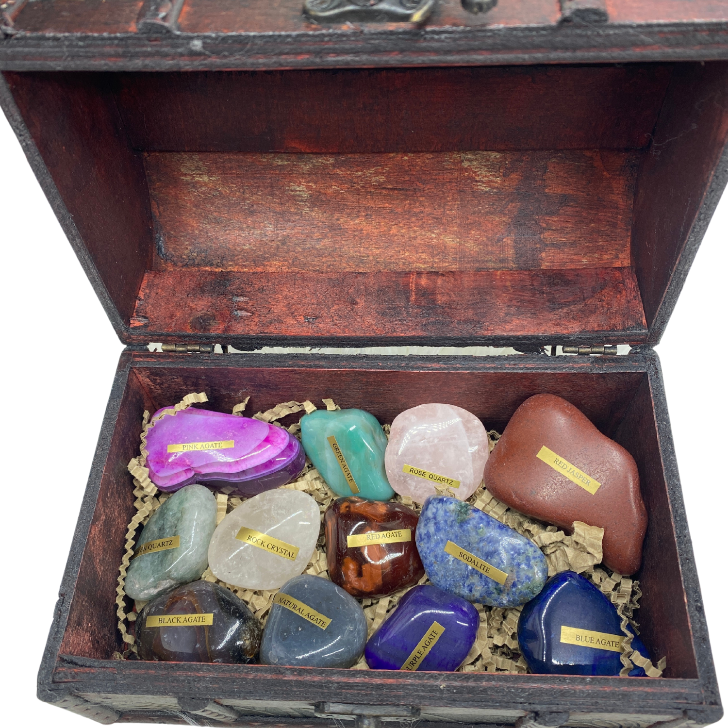 Mixed Tumbled Stones Flat in a large Treasure Chest