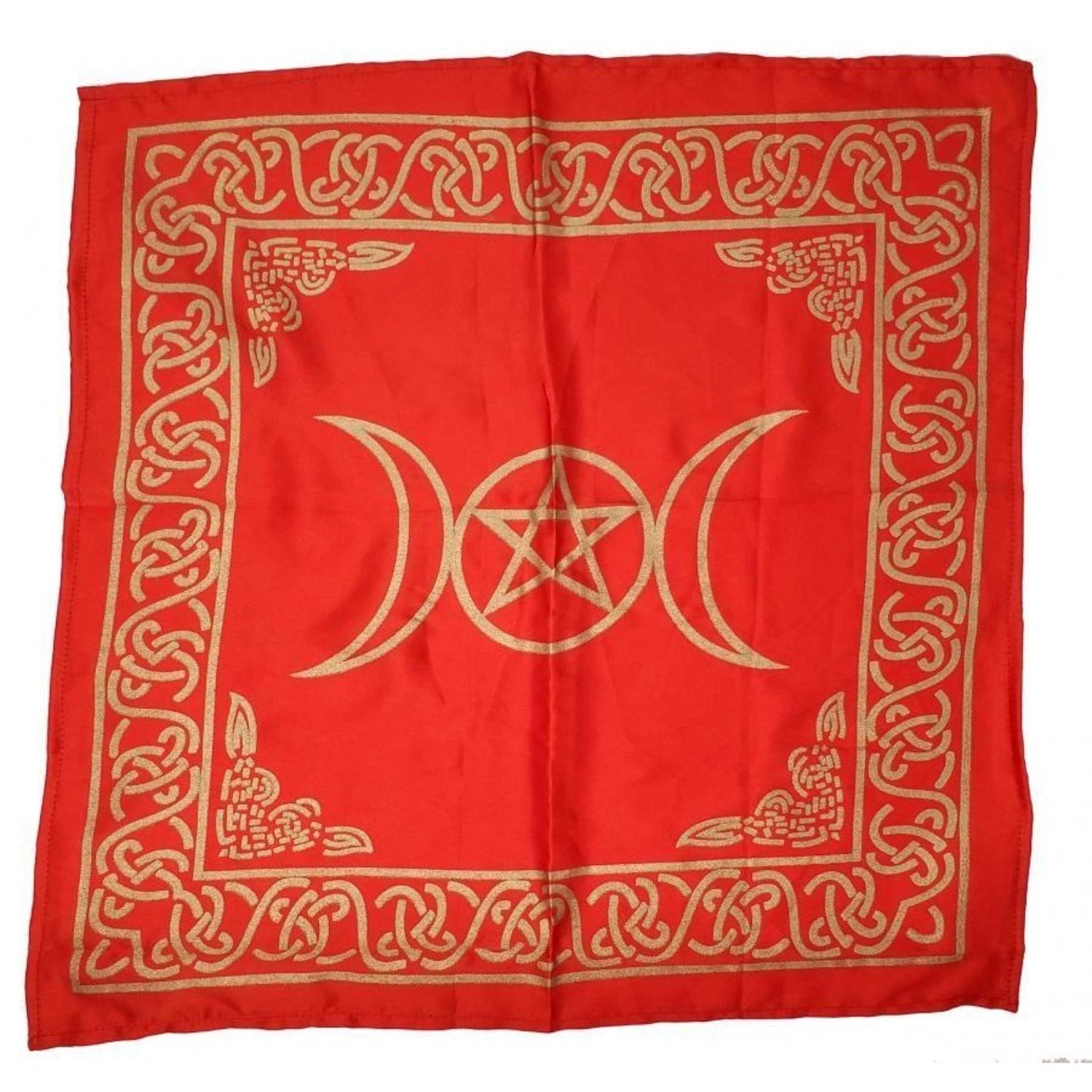 Red Rayon Triple Moon Pentagram Altar Cloth