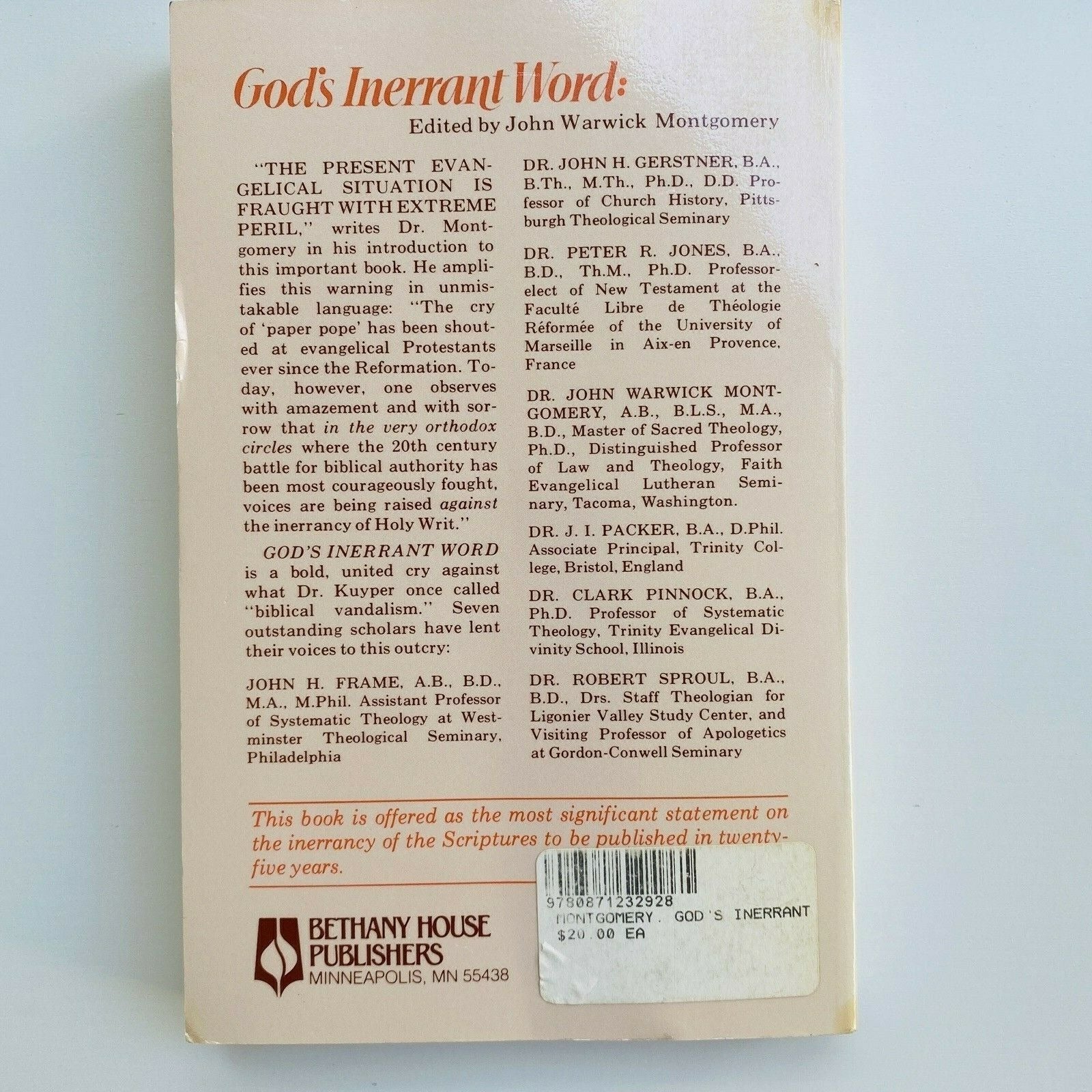 God's Inerrant Word Edited by John Warwick Montgomery