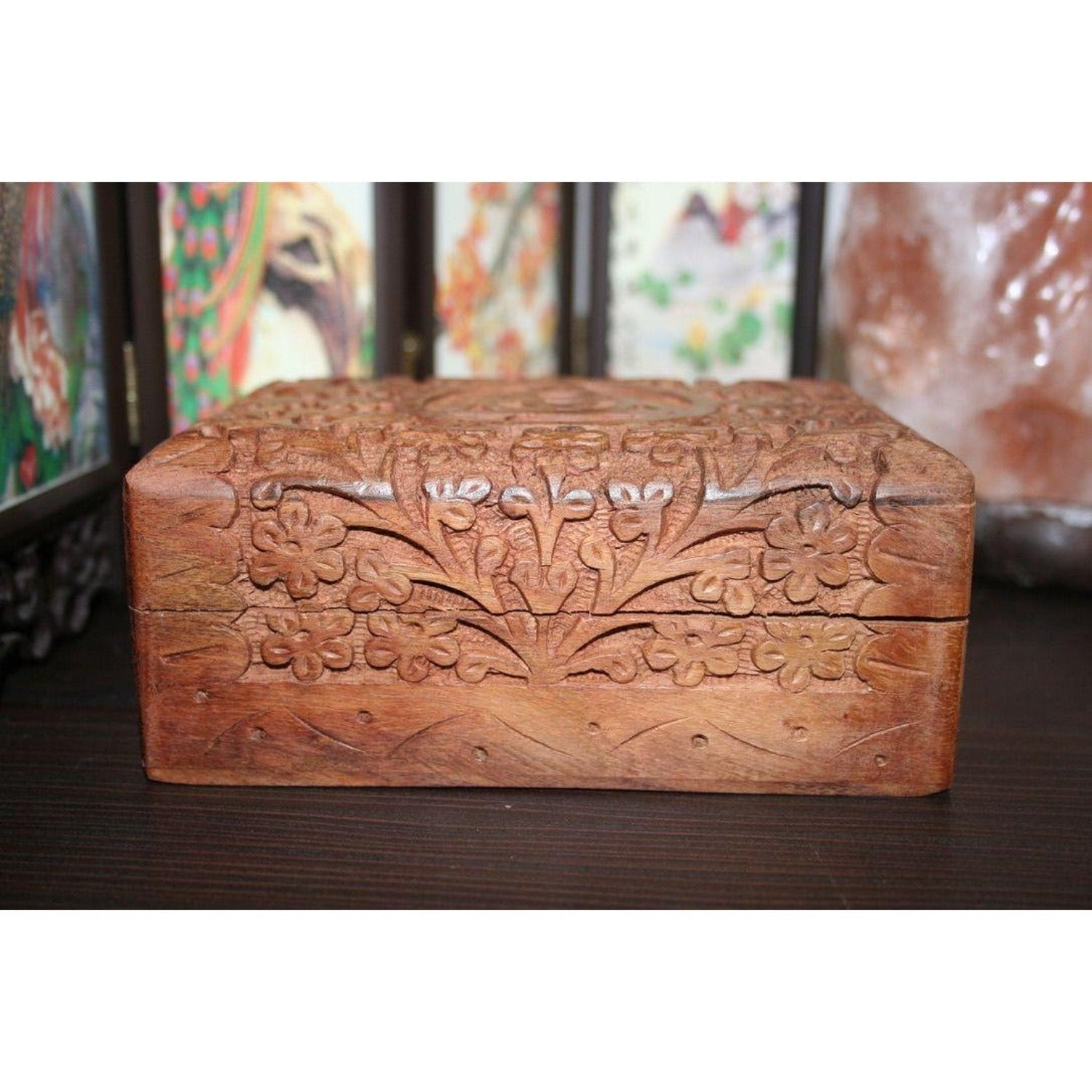 Triquetra Carved Wood Box 4x6"