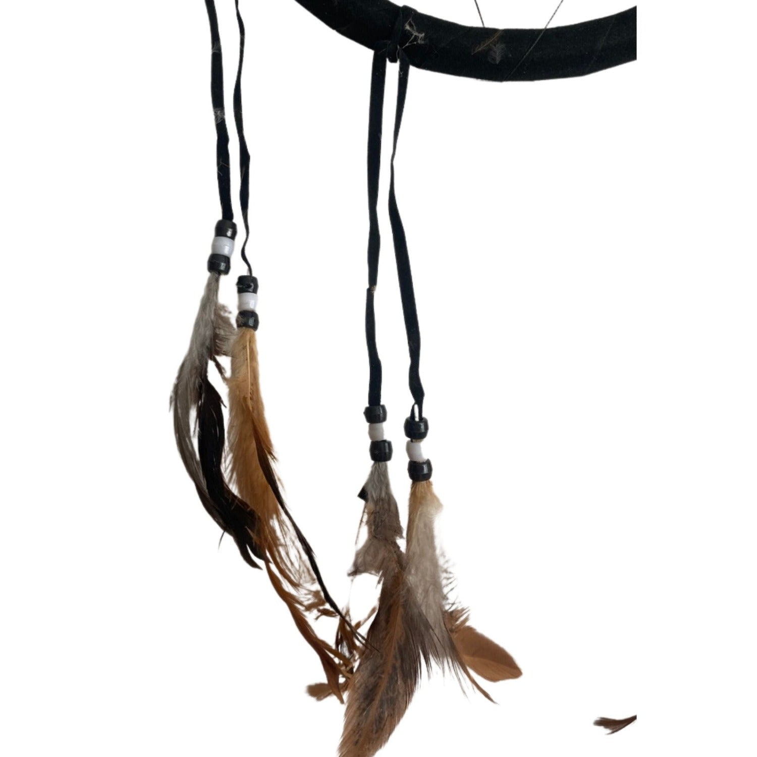 Small Dream Catcher with Feathers, Protective Wolf Design 8.5"