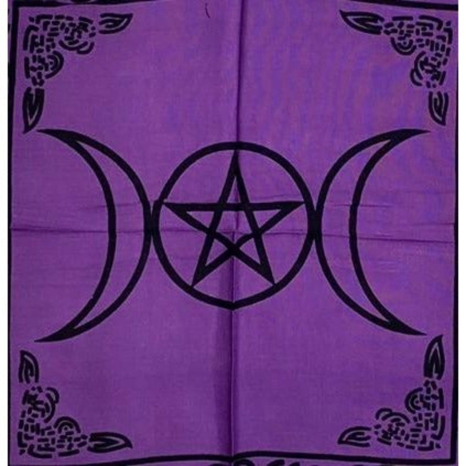 Triple Moon Pentagram Altar Cloth 18x18" Purple/black